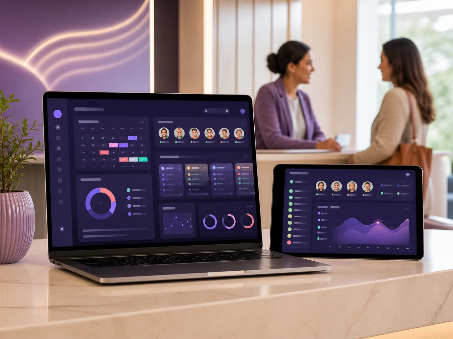 CRM Luminexus на ноутбуке и планшете